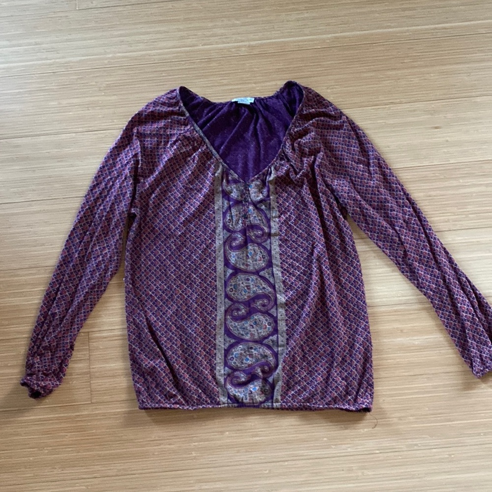 Lucky Brand maroon paisley top, size M.
